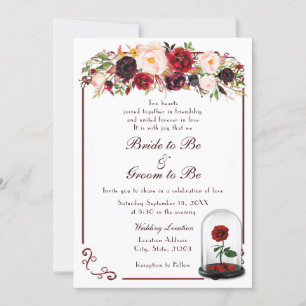 Watercolor Burgund Rote Rose Hochzeit Einladung