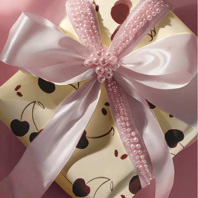 Watercolor Burgundy Cherries – Modern - Valentine Geschenkpapier (Von Creator hochgeladen)