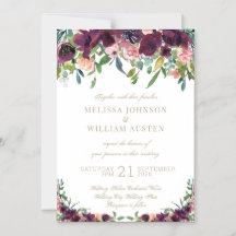 Watercolor Burgundy Elfenbeinblütenhochzeit