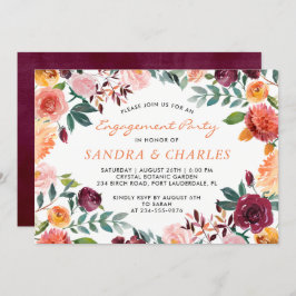 Watercolor Burgundy Floral Engagement Party Card Einladung
