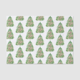 Watercolor Burgundy & Green Weihnachtsbaum Seidenpapier