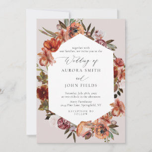Watercolor Burnt Orange Florals Wedding Einladung