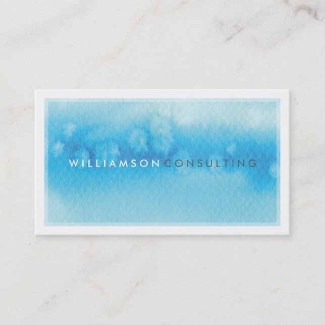 WATERCOLOR BUSINESS CARD :: Moderne, trendige blau Visitenkarte (Vorderseite)