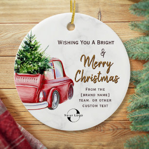 Watercolor Business Logo Weihnachten Rot Grün LKW Keramik Ornament