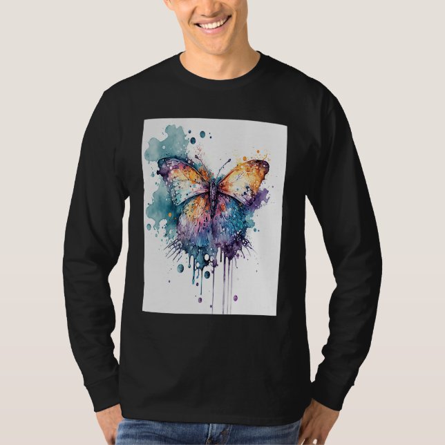 Watercolor Butterfly Beautiful Colorful  1 T-Shirt (Vorderseite)