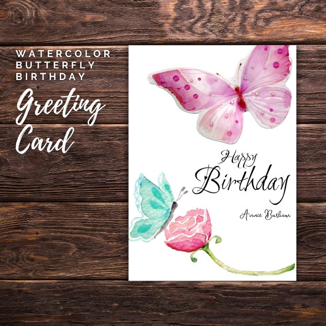 Watercolor Butterfly Birthday Card Karte (Watercolor Butterfly Birthday)