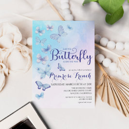 Watercolor Butterfly Elegantes Script Baby Dusche Einladung