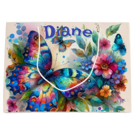 Watercolor Butterfly Floral Garden Personalized Große Geschenktüte