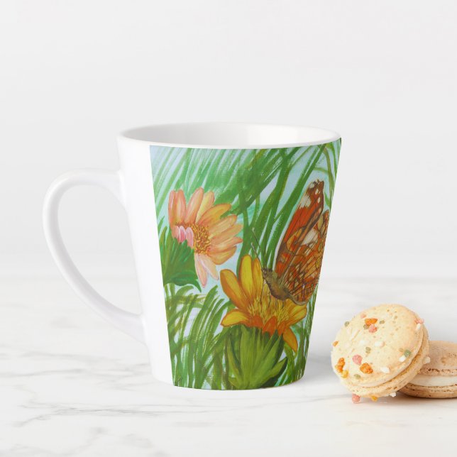 Watercolor Butterfly flower garden Milchtasse (Beispiel)