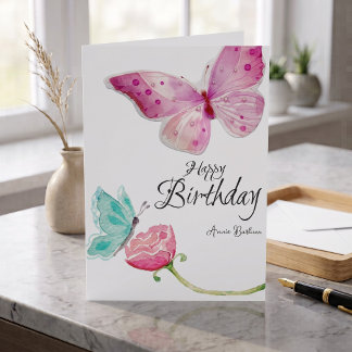Watercolor Butterfly Geburtstagkarte Karte