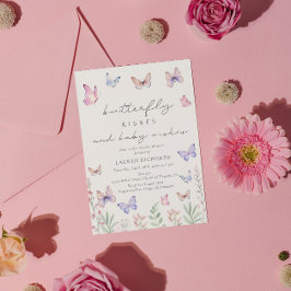 Watercolor Butterfly Kisses Baby Dusche Einladung