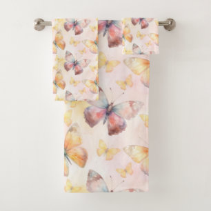 Watercolor Butterfly Whimsy Badhandtuch Set