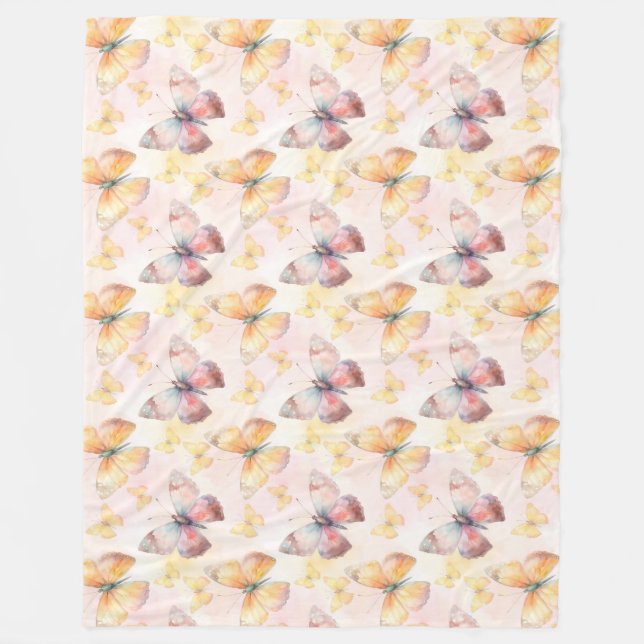 Watercolor Butterfly Whimsy Fleecedecke (Vorderseite)