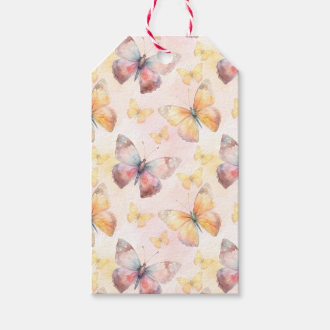 Watercolor Butterfly Whimsy Geschenkanhänger (Vorderseite)