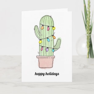 Watercolor Cactus Christmas Card Feiertagskarte