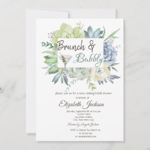 Watercolor Cactus Martini Brunch & Bubbly Einladung
