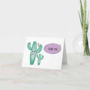 Watercolor Cactus Momma and Baby Vielen Dank Dankeskarte