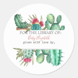 Watercolor Cactus Pregnancy Runder Aufkleber