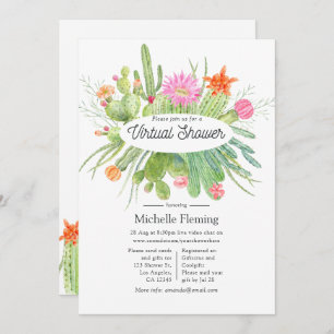 Watercolor Cactus Virtual Baby Shower Einladung