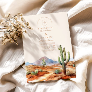 Watercolor Cactus Wüste Landscape Wedding Einladung