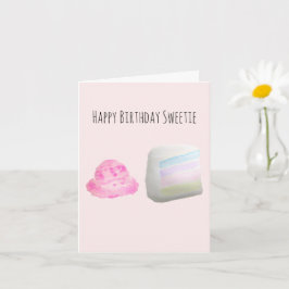 Watercolor Cake Slice and Ice Cream Birthday Card Karte