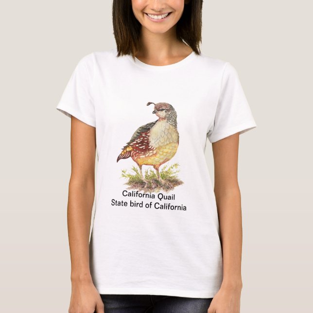 Watercolor California Quail Staat T-Shirt (Vorderseite)