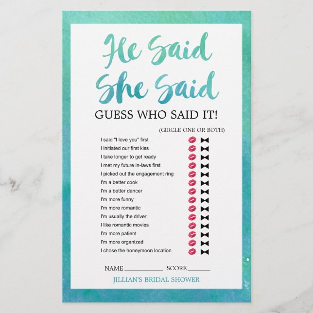 Watercolor Calligraphy "Wedding Word Search" Game (Vorderseite)