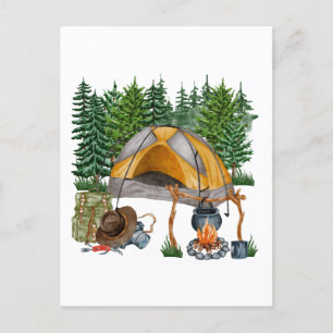 Watercolor Camping, Hiking and Nature Lover Postkarte