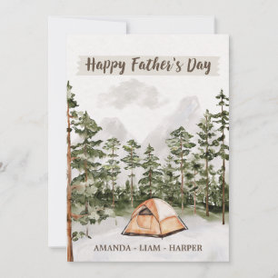 Watercolor-Camping in der Natur zum Vatertag Feiertagskarte