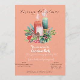 Watercolor Candlelight Christmas invitation Card Einladung