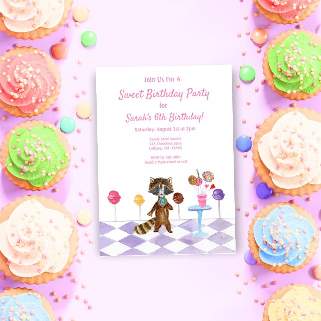 Watercolor Candy Birthday Party Einladung (Von Creator hochgeladen)