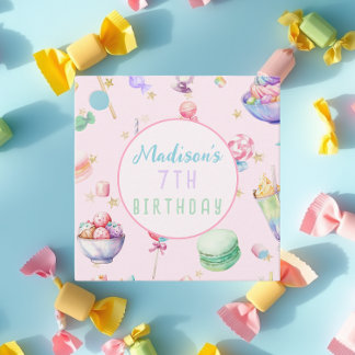 Watercolor Candy Wonderland Pasta Geburtstagsparty Geschenkanhänger