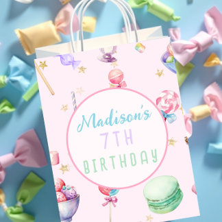 Watercolor Candy Wonderland Pasta Geburtstagsparty Mittlere Geschenktüte