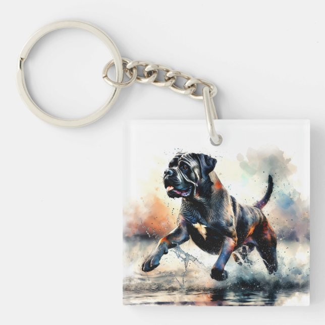 Watercolor Cane Corso dog Schlüsselanhänger (Vorderseite)