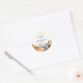 Watercolor Canyon Wüstenhochzeit Vielen Dank Runder Aufkleber