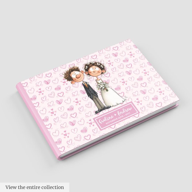 Watercolor Cartoon Newlyweds Gästebuch Album (Watercolor Cartoon Newlyweds Guest book Album)