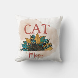 Watercolor Cat Mom Throw Pillow Kissen