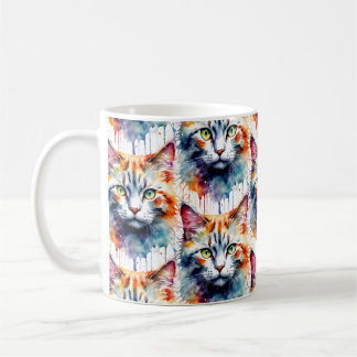 Watercolor Cat Multicolor Splash art Kaffeetasse