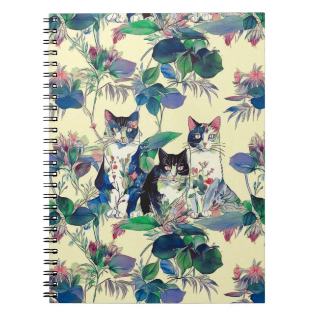 Watercolor Cats in a Garden Notizblock (Vorderseite)