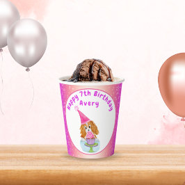 Watercolor Cavalier King Charles Cupcake Birthday Pappbecher