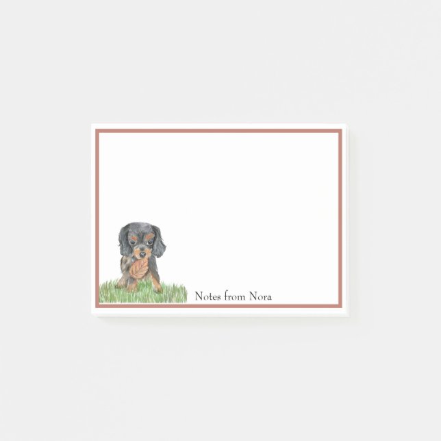 Watercolor Cavalier King Charles Spaniel Name Post-it Klebezettel (Vorderseite)