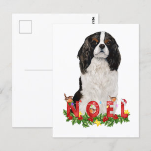 Watercolor Cavalier King Charles Weihnachten Weihn Postkarte