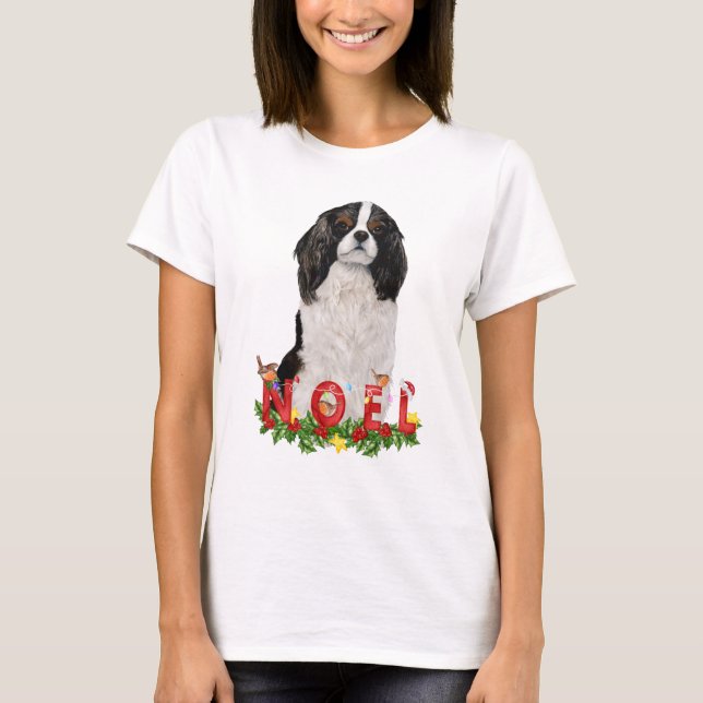 Watercolor Cavalier King Charles Weihnachten Weihn T-Shirt (Vorderseite)