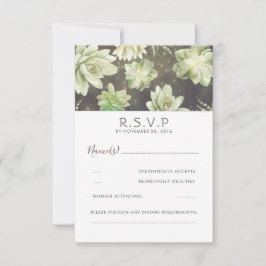 Watercolor Celadon Succulent Wedding RSVP Karte