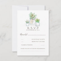 Watercolor Celadon Succulent Wedding RSVP