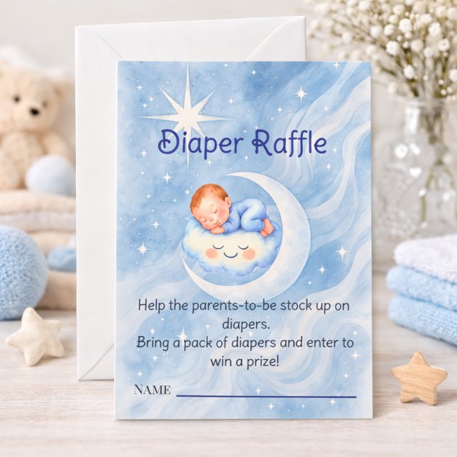 Watercolor Celestial Baby Shower Diaper Raffle Mitteilungskarte (Von Creator hochgeladen)