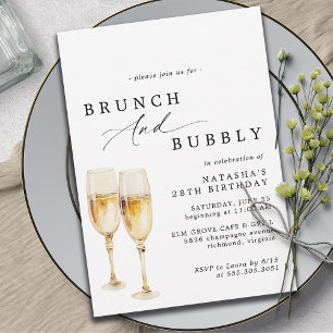 Watercolor Champagne   Brunch & Bubbly Birthday Einladung