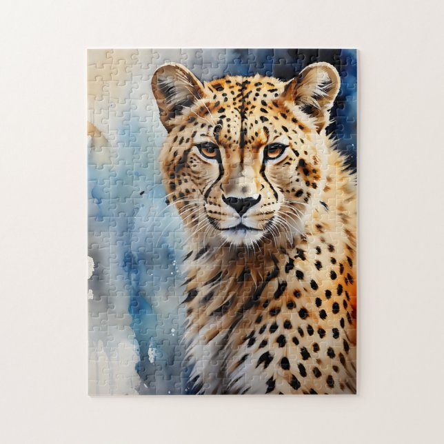Watercolor Cheetah African Puzzle (Vertikal)