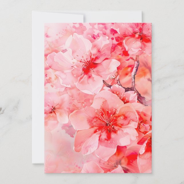 Watercolor Cherry Blossom Bliss Ankündigung (Vorderseite)