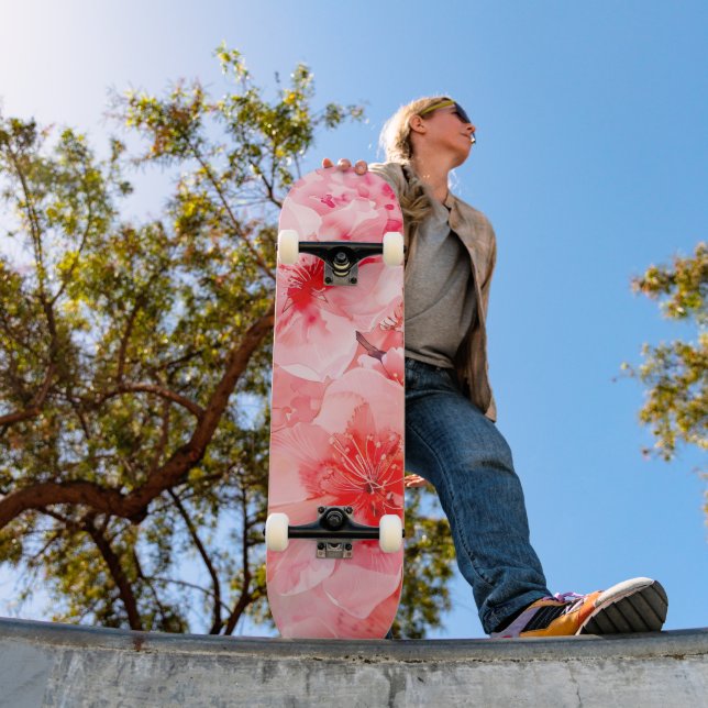Watercolor Cherry Blossom Bliss Skateboard (Außenbereich 1)